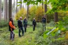 5 Personen stehen im Wald